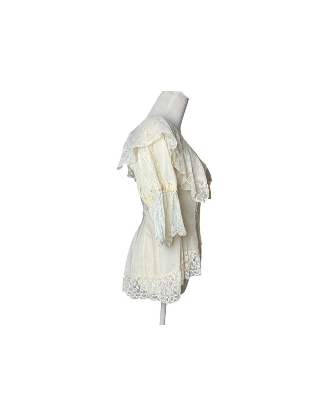 Marisa Martina Ivory Lace Ruffle Boho Romantic Blouse Vintage Style Size S - Picture 3 of 3